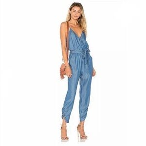 Lovers + Friends Denim Emily Blue Chambray Jumpsuit Size XS
